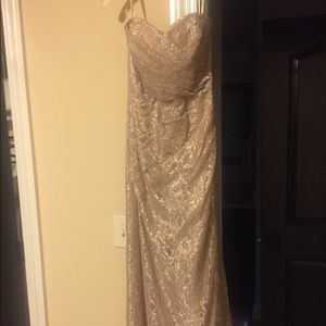 Davids Bridal Metallic Lace Dress